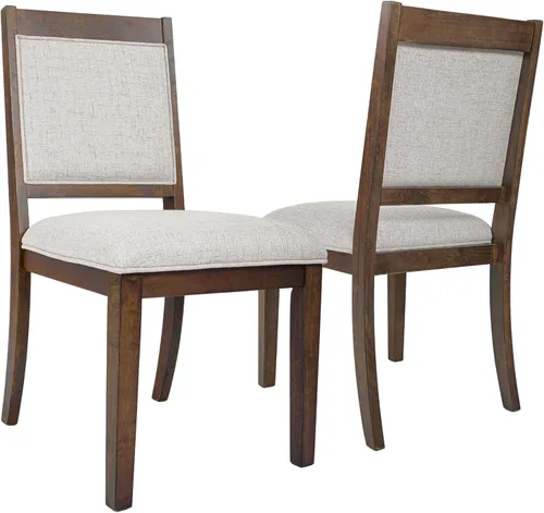 Miniatura 22 de Homepop Silla de comedor con detalle festoneado, sillas de comedor Parsons tapizadas, muebles decorativos para el hogar, tejido texturizado crema