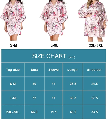 Miniatura 6 de Albornoz Eplaza de satén floral, kimono para novia, novia, dama de honor, kimono