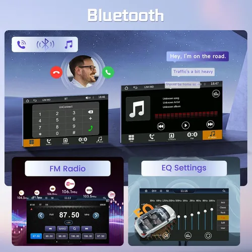 Miniatura 4 de Rimoody Estéreo inalámbrico de doble DIN Carplay para automóvil, Android Auto, pantalla táctil de 7 pulgadas, radio de coche de 2 DIN con enlace