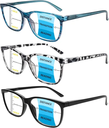 Miniatura 7 de COJWIS Progressive Multifocus Reading Glasses Blue Light Blocking,Spring Hinge Readers for Women Men