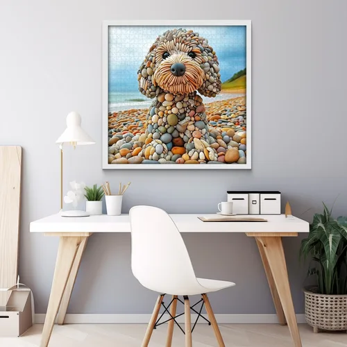 Miniatura 8 de PICKFORU Divertidos rompecabezas de perro de 1000 piezas para adultos, rompecabezas de perro guardián de playa de verano, interesante tema