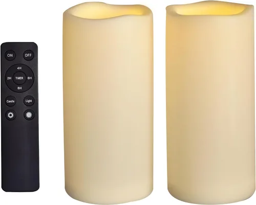 Miniatura 19 de CANDLE CHOICE Velas impermeables sin llama para exteriores, funcionan con pilas, con temporizador, gran resina plástica brillante, parpadeante