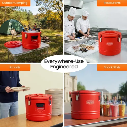 Miniatura 6 de Contenedor de sopa aislado de 7.9 galones, calentador de alimentos comerciales para alimentos calientes y fríos, caja caliente para catering, Rojo