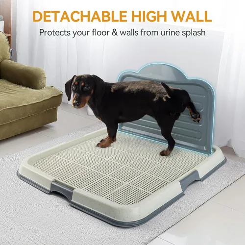 Miniatura 6 de Soporte para orina de perro con pared alta, bandeja grande de entrenamiento para cachorros con rejilla de malla y protector contra salpicaduras