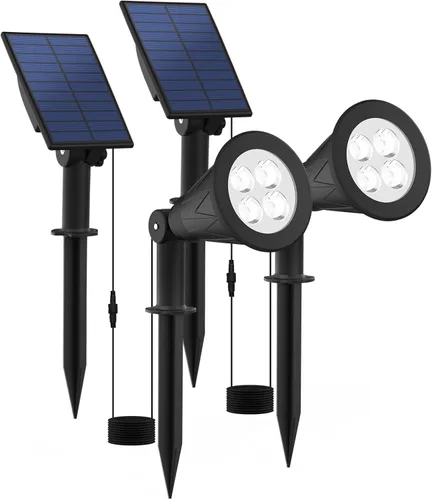 Miniatura 11 de T-SUNUS - Luces solares azules para exteriores de Navidad, 2 modos de focos de jardín impermeables IP65, encendido/apagado automático, foco
