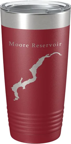 Miniatura 6 de Moore Reservoir Tumbler Lake Map Travel Mug Insulated Laser Engraved Coffee Cup New Hampshire Vermont 20 oz Black