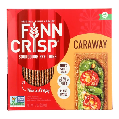 Miniatura 15 de Finn Crisp Pan de centeno crujiente con alcaravea 7 oz Delicadamente delgadas, crujientes y planas rebanadas de centeno con alcaravea Autentico