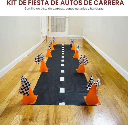 Miniatura 4 de 4E's Novelty Juego de 38 piezas – 12 conos de tráfico con agujero en la parte superior, 24 banderas a cuadros, corredor de suelo – para suministros