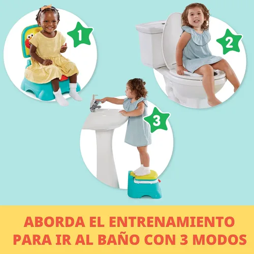 Miniatura 2 de Sesame Street Elmo Hooray - Asiento de inodoro y taburete 3 en 1 para entrenamiento para ir al baño, diseño fácil de limpiar con manija de descarga