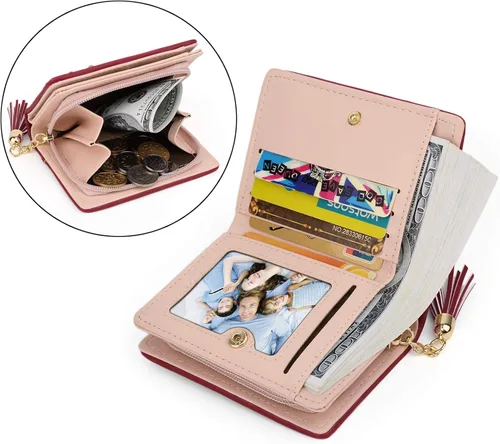 Miniatura 2 de UTO Cartera de piel sintética para mujer, de gran capacidad, colgante de gato, soporte para teléfono, organizador de chequera, con cremallera