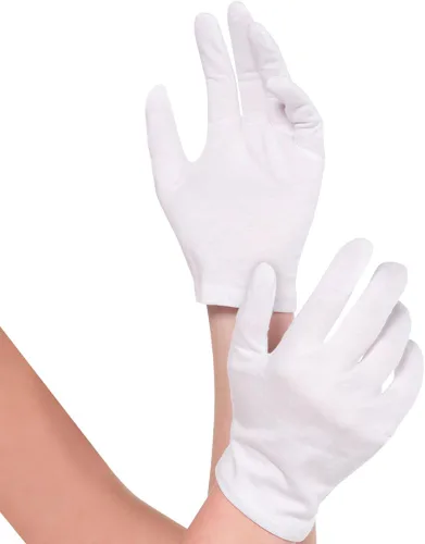Amscan Guantes de algodón blancos, diseño clásico, guantes de material suave y cómodo, ideales para fiestas temáticas y accesorios de disfraces