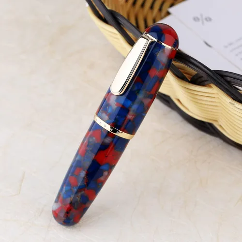 Miniatura 5 de Majohn Q1 Pluma estilográfica, plumín extrafino, azul y rojo, acrílico, gotero de Hombre Gordito, recarga de bolsillo de gran capacidad Azul Rojo