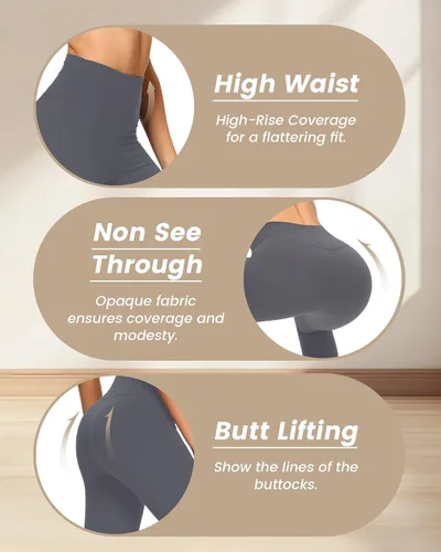 Miniatura 50 de NexiEpoch - Paquete de 4 leggings suaves para mujer, con bolsillos, control de abdomen y cintura alta, pantalones capri para yoga y ejercicio
