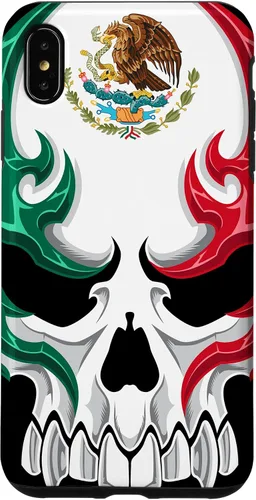 Miniatura 11 de iPhone 13 Pro Max Bandera de México - Estilo tribal de calavera mexicana - Funda hecha en México