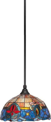 Miniatura 199 de Toltec Lighting Tallo Colgado Mini colgante, acabado de cobre negro, 3.5" cuadrado humo burbuja vidrio