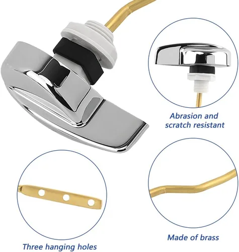 Miniatura 3 de Kit universal de repuesto para mango de inodoro con aleta universal de 2 pulgadas, cadenas de acero inoxidable, palanca de viaje de inodoro
