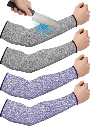 Miniatura 7 de Geyoga 2 pares de mangas protectoras de brazo para piel delgada y moretones, mangas protectoras resistentes a cortes para hombres y mujeres, Negro