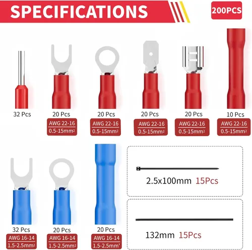 Miniatura 4 de Juego de herramientas para pelacables de 201 piezas, herramienta automática autoajustable de 8 pulgadas para AWG 10-24, pelacables automático 3
