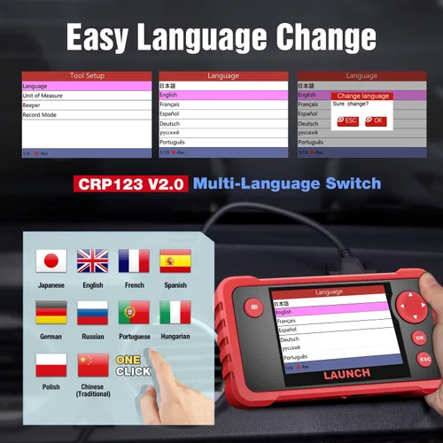 Miniatura 10 de LAUNCH CRP123 V2.0 Elite Escáner OBD2, herramienta de diagnóstico para auto 2025 Nuevo motor/ABS/SRS/transmisión con restablecimiento