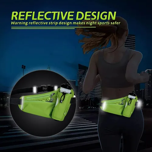 Miniatura 6 de Riñonera impermeable para correr, ciclismo, con soporte para botella de agua, viajes, caminar, escalar, senderismo, deportes al aire libre, con Verde