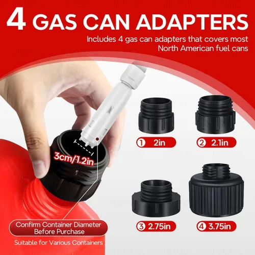 Miniatura 4 de HiNADA Bomba de transferencia de combustible de parada automática: USB tipo C o alimentación de batería, portátil de 3.2 GPM con manguera extra