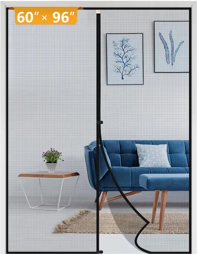 Miniatura 105 de Yotache - Puerta mosquitera magnética estrecha para puerta de 26 x 78 pulgadas, tamaño de malla de 28 x 79 pulgadas, malla de fibra de vidrio Negro