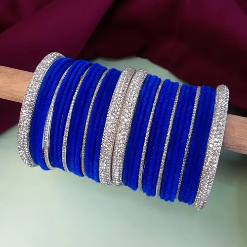 Miniatura 2 de Efulgenz Indian Wedding Bangles Set Crystal CZ Rhinestone Velvet Bridal Bangle Set Bracelet Fashion Jewelry For Women