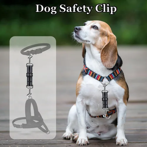 Miniatura 2 de Clip de seguridad para perro, clip de seguridad para collar de punta, clip de collar de perro ajustable reflectante de nailon para cachorro, arnés
