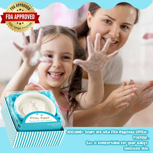 Miniatura 4 de AIXIANG Jabones para baby shower, hechos a mano, color azul, regalo para pies de bebé, para revelación de género, regalos y decoraciones de baby