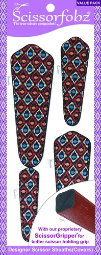 Miniatura 98 de Fundas protectoras para tijeras de diseñador, 4 unidades, tamaño surtido, diseño floral victoriano azul #4-304 Jardín floral victoriano azul