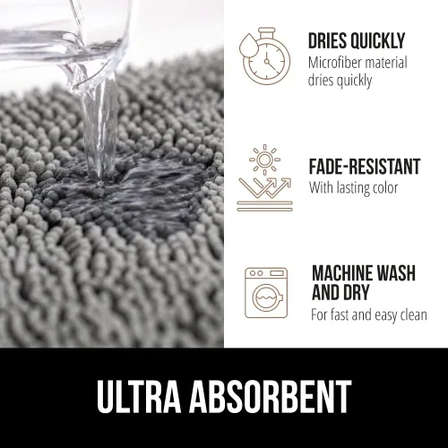 Miniatura 2 de GORILLA GRIP Alfombra de baño y alfombrilla cuadrada contorneada en forma de U para inodoro, ambos grises, la alfombra de baño es de 44 x 26