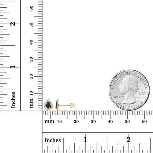 Miniatura 4 de Aretes de tuerca de oro macizo de 14 quilates de 0.276 x 0.197 in en forma de pera natural con piedra natal para mujer, aretes de corte de pera