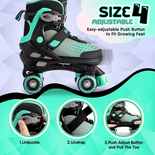 Miniatura 2 de SULIFEEL Patines para niñas y niños, 4 tallas ajustables con ruedas iluminadas, patines seguros y divertidos para niños, mejor regalo para Verde