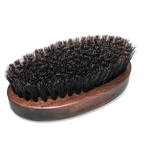 Cepillo para barba de cerdas de jabalí para hombre, mango estilo nogal, cepillo alisador de barba, regalo para hombres, negro y marrón, pequeño
