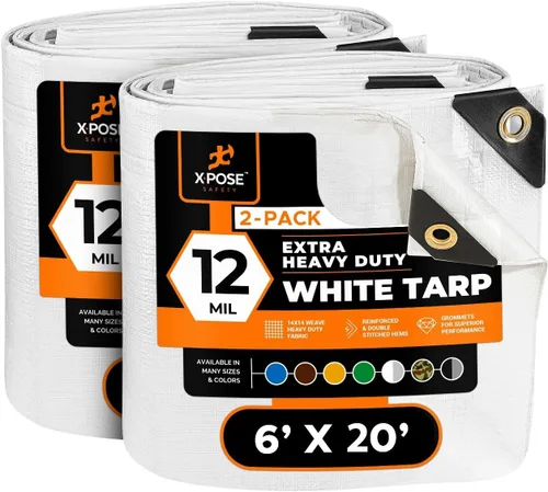 Miniatura 156 de Lona protectora Xpose Safety multiusos, de poliéster blanco, resistente, resistente al agua, resistente a la intemperie, resistente a rasguños