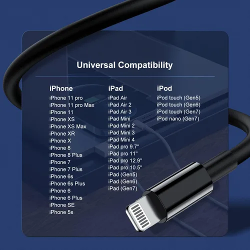 Miniatura 7 de Paquete de 3 cargadores de Apple para iPhone 12 y 11 de 10 pies, [certificado Apple MFi], cable de carga Lightning a USB de 10 pies, cable de carga