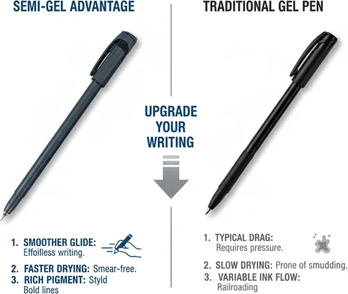 Miniatura 6 de WM Super Semi-Gel Bolígrafos 0.7, bolígrafo de gel de escritura suave + tinta de secado rápido del bolígrafo, negro, paquete de 12
