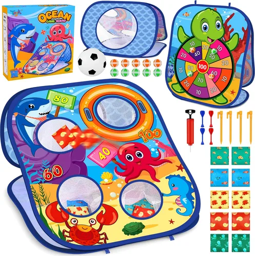 Miniatura 7 de Juego de lanzamiento de bolsas de frijoles de animales, juego de lanzamiento al aire libre, suministros de fiesta familiar para niños, regalo