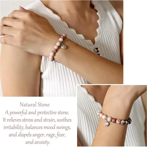 Miniatura 3 de Risyfjew Regalos para mujeres, pulseras curativas de piedra natural, regalos inspiradores para mejores amigas, hermana, mamá, niñas y ella