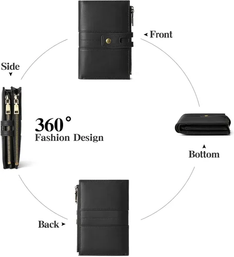 Miniatura 4 de GAEKEAO - Cartera pequeña para mujer de cuero con bloqueo RFID, cartera de tres cuerpos, tarjetero para tarjetas de crédito, tarjetero con ventana