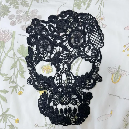 Miniatura 5 de 3 piezas de apliques de encaje de esqueleto, parches de calavera bordados de encaje para decoración de vestidos de costura Skull Set