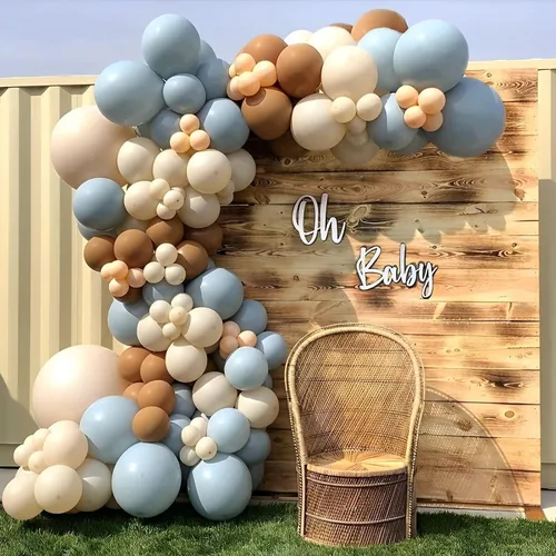 Miniatura 4 de Kit de Guirnalda de Globos con Oso 121 piezas Globos Marrone y Azul con Globos de Oso de Foil para la Decoración de Baby Shower y Fiesta
