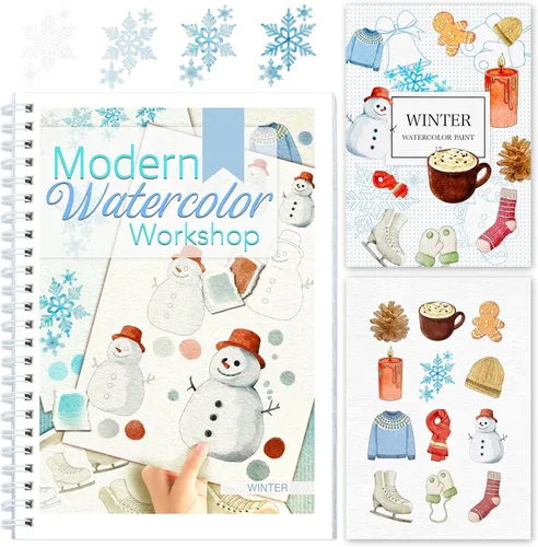 Miniatura 9 de Libro de trabajo de acuarela paso a paso – 12 páginas para colorear de acuarela – 100% algodón 300 gsm/140 lb papel de acuarela – Regalo