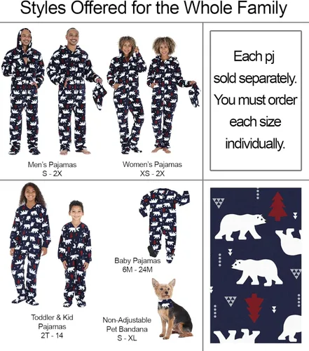 Miniatura 2 de SleepytimePJs - Pijama familiar de Navidad a juego enterizo de vellón con capucha y pies