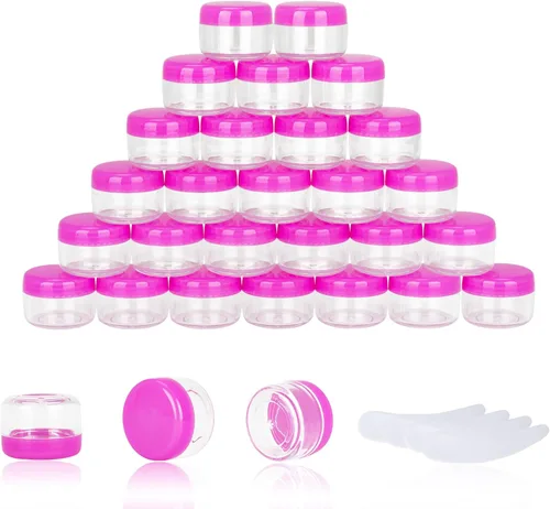 Miniatura 30 de 100 piezas de 5 gramos Envases de muestra, tarros vacíos de 5 ml con tapas, envases cosméticos pequeños, tarros de muestra mini con 8 piezas de mini