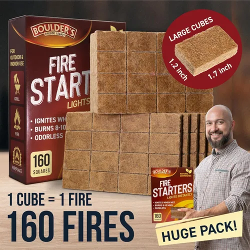 Miniatura 2 de Cubos iniciadores de fuego, 160 piezas - Paquete al por mayor - Inicio rápido de parrilla BBQ con carbón - Inodoros e impermeables - Cuadrados