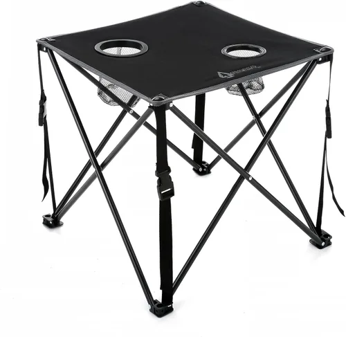 ARROWHEAD OUTDOOR Mesa plegable portátil de 26 pulgadas (26.0 in), 2 portavasos, cuadrado, funda de transporte, marco de acero, lona 600D de alto