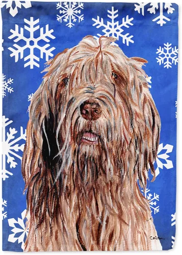 Miniatura 164 de Caroline's Treasures SC9374GF Bulldog English Snow flakes Holiday Garden Flag Buzón Bandera decorativa para patio exterior, patio, obras de arte