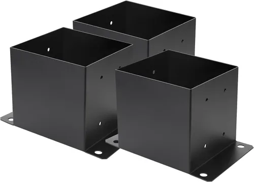 Miniatura 10 de Base de poste de 6 x 6 piezas, tamaño interior de 5.6 x 5.6 pulgadas, base de poste de cubierta de metal resistente con recubrimiento de polvo