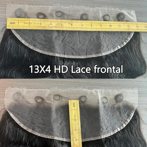 Miniatura 4 de Encaje frontal HD de 13 x 4, cierre de encaje HD real similar a la piel, solo ondulado, 0.004 in, extremadamente fino de oreja a oreja, cabello